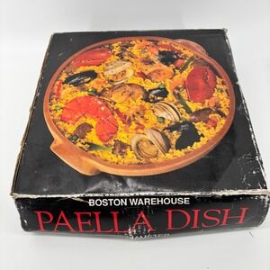 Boston Warehouse 12 Inch Terra Cotta Paella Dish Vintage 1992 Cazuela 09-134
